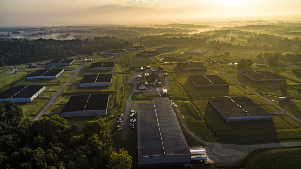 Aerial view of Four Roses Distillery commercial fencing project, Clermont KY